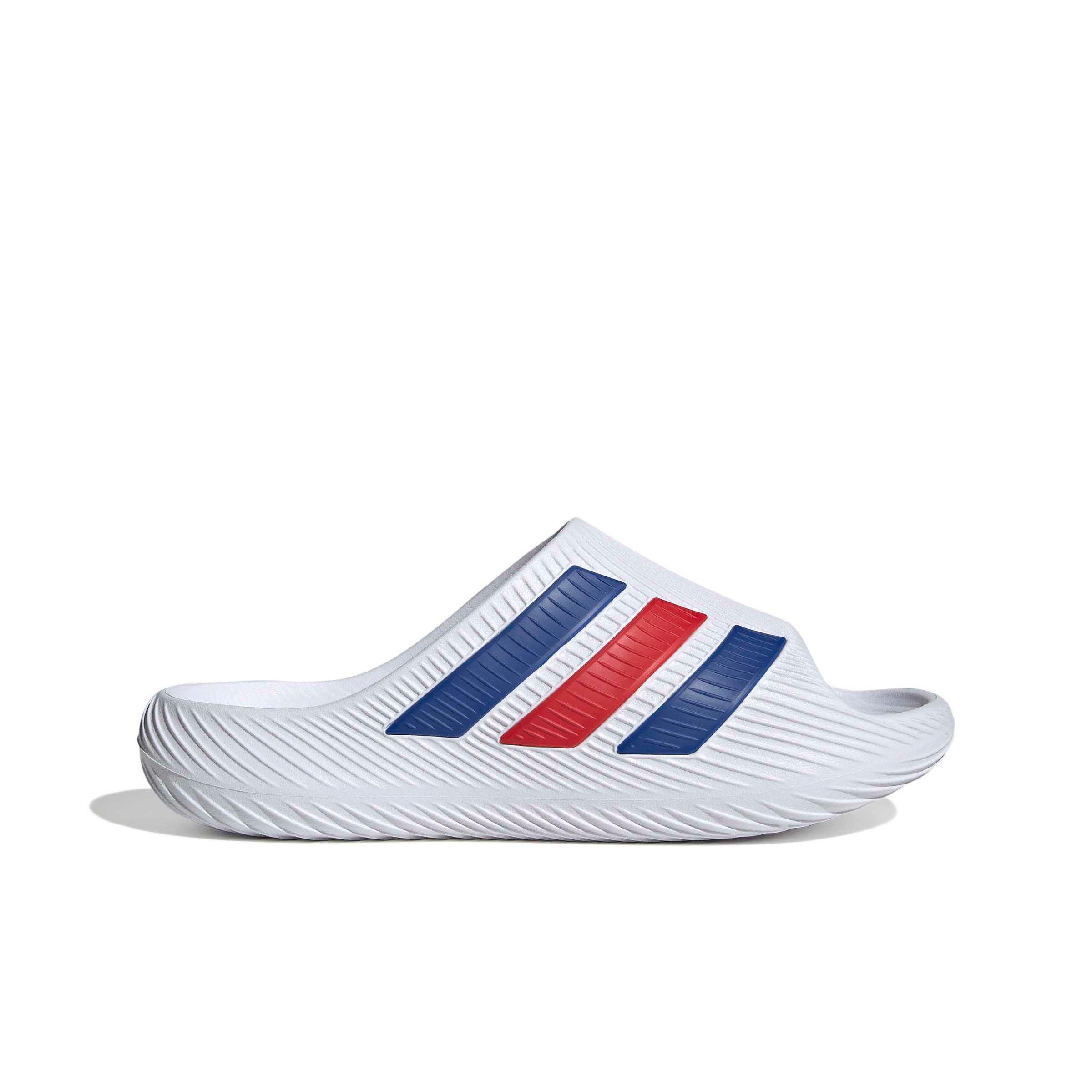 adidas Purechill "Ftwr White/Team Royal Blue/Better Scarlet" Men's Slide - WHITE/ROYAL/SCARLET